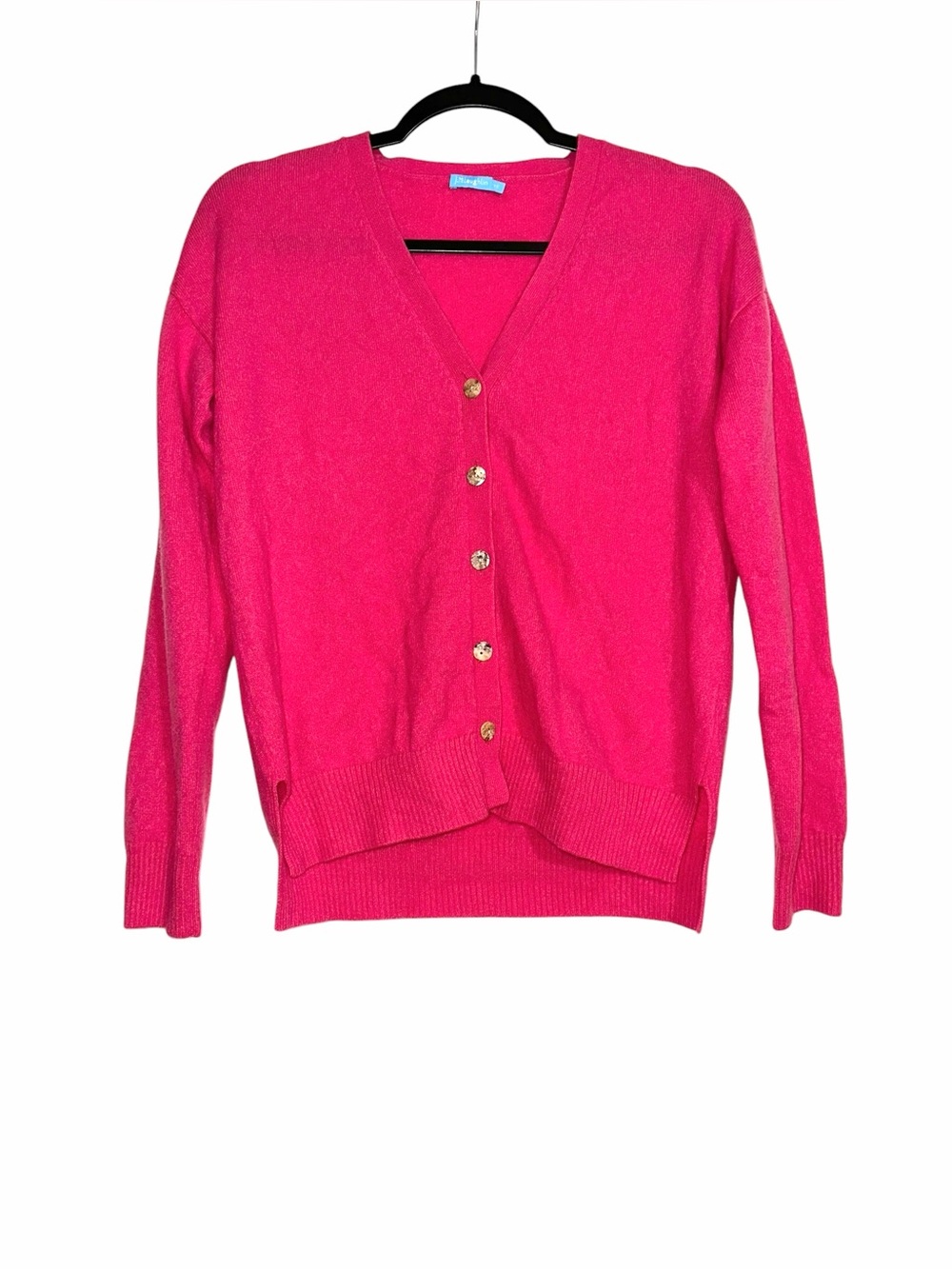 J. McLaughlin Cashmere Hot Pink V-Neck Button Knit Cardigan XS